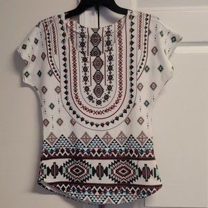 Gaze USA Aztec Tribal Pattern Blouse Size M - EUC